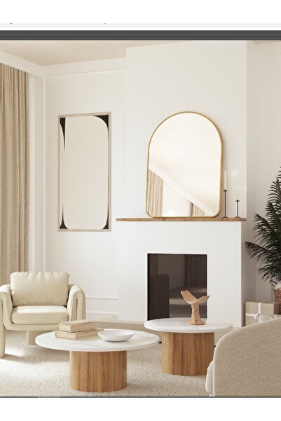 MKS Design 55x80 Gold Çerçeveli Asimetrik Duvar Aynası / Banyo Aynası / Dekor Aynası