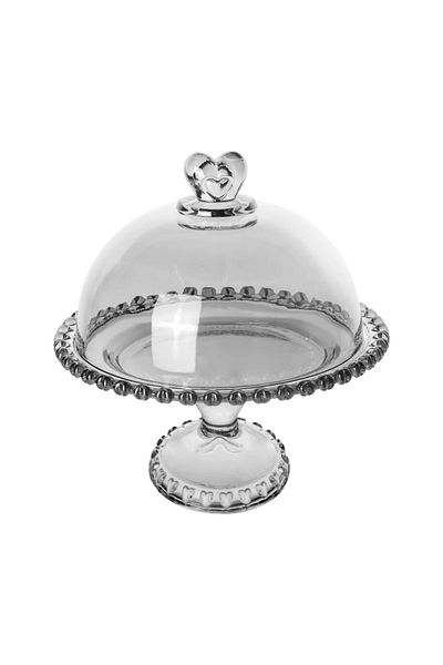 Karaca Glory Glass Anthracite Footed Cake Stand 19 cm
