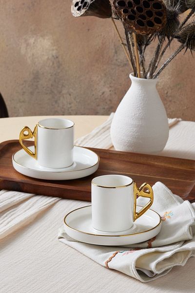 Karaca Miras Series Elif Vav Coffee Cup Set for 2 Persons 80 Ml