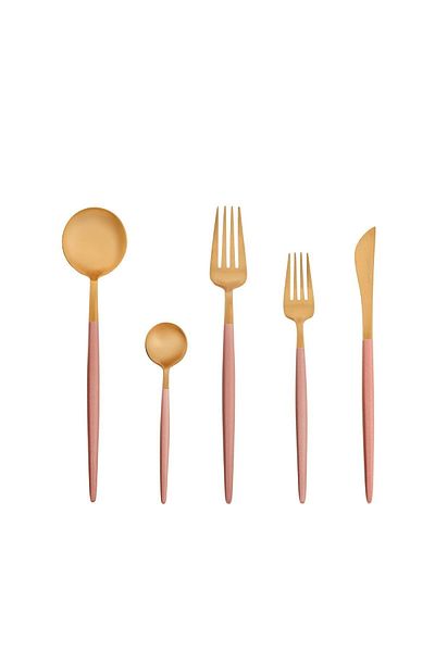 Karaca New Lydia Pink 60 Pieces 12 Person Fork Spoon Knife Set