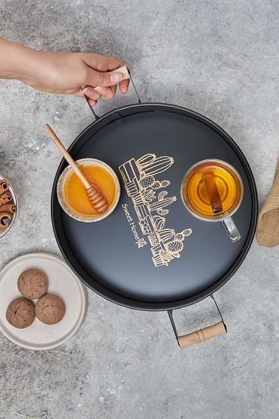 Karaca Country Round Black Tray 29 Cm