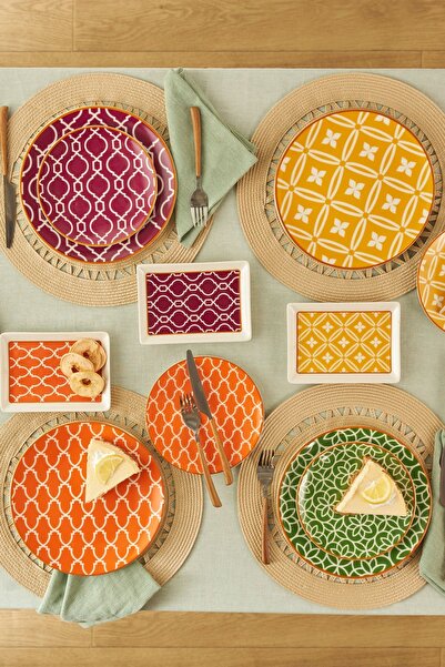 Karaca Marrakech Porselen 18 Parça 6 Kişilik Kahvaltı Servis Takımı