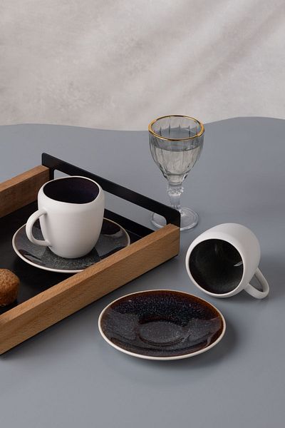 Karaca Galactic 2er Set weiße Kaffeetassen 100 ml
