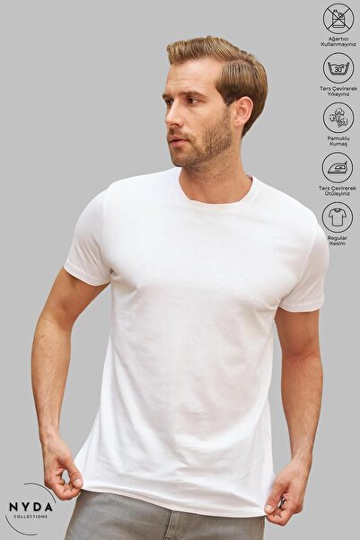 Nyda Collections Tricou unisex cu mânecă scurtă din bumbac, cu gât crew, supr...