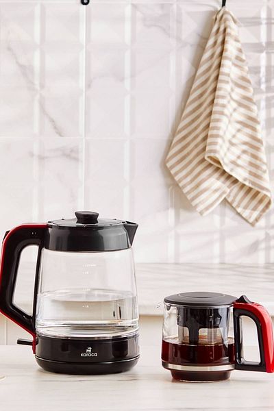 Karaca Glass Kettle & Tea Maker 2 in 1 Red