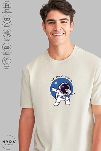 Nyda Collections Unisex majica kratkih rukava sa širokim izrezom, pamučna, sa...