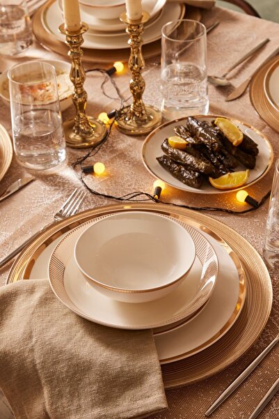 Karaca Gold Line 24 Parça 6 Kişilik Porselen Yemek Takımı