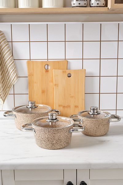 Karaca Biogranit Nare 6 Piece Midi Cookware Set Wood