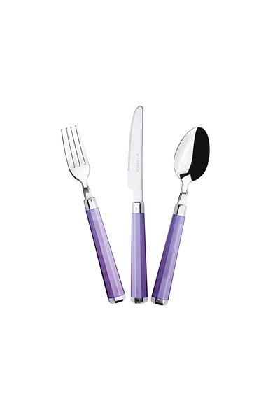 Karaca Freya Purple 18 Piece Dessert Fork Spoon Knife Set for 6 Persons