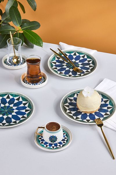 Karaca 20 cm Roman 6 Piece Ceramic Cake Set