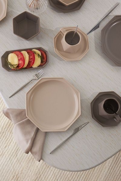 Karaca Streamline Fizbo Porcelain 26 Pieces Breakfast/Service Set for 6 Persons
