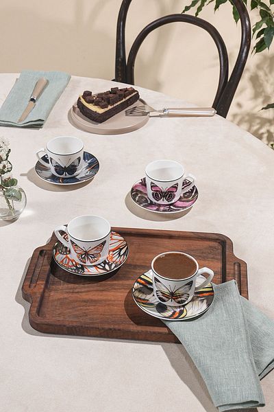 Karaca Kelebek Coffee Cup Set for 4 People 80 ml