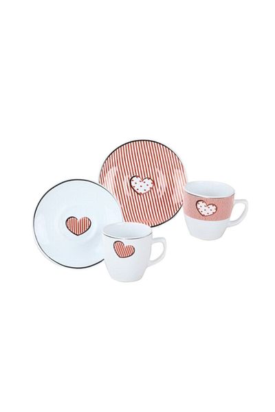 Apricot Valentines Coffee Cup Set for 2 People