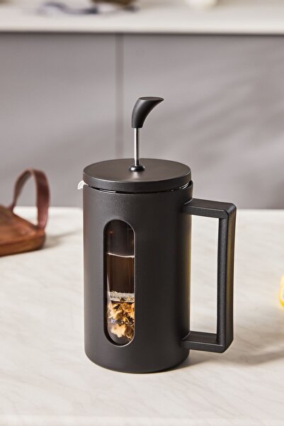 Karaca Cam Leya Kaşık Hediyeli Borosilikat Cam French Press 600 Ml 600 ml ve üzeri Siyah