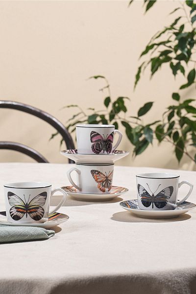 Karaca Kelebek Coffee Cup Set for 4 People 80 ml