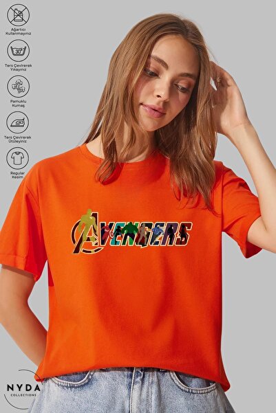 Nyda Collections Marvel Avengers Надрукована унісекс-футболка з бавовни оверс...