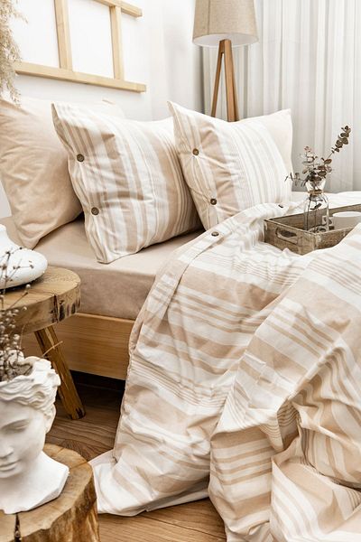 BESTİNA GOLD Комплект единична завивка за завивки Harmony Hues, боядисана в прежда (с еластичен чаршаф)