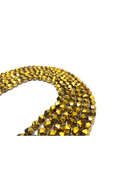 Yüksel Boncuk 7.5 Mm Gold Colored Hematite - Prism Cut Natural Stone Array