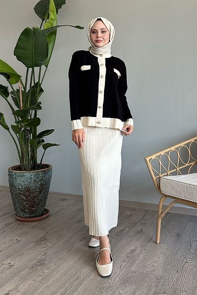 InStyle Black Knitwear Set - with Skirt and Cardigan
