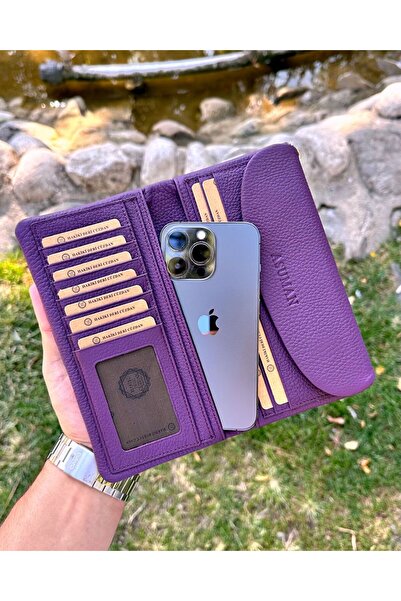 ByAkgöz Telefon Bölmeli Tulum Model El Cüzdanı Hakiki Deri