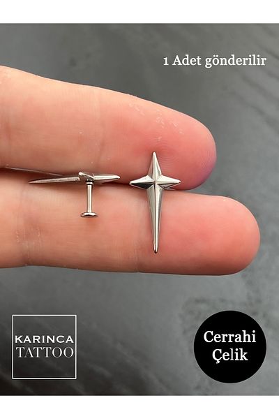 Karınca Piercing Star Silver Color Modern Flat Ear Tragus Piercing