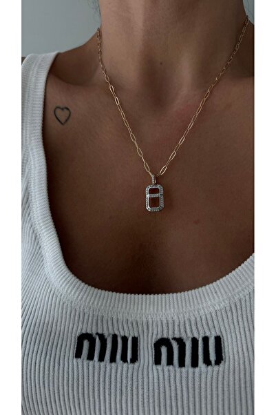 Vi store Çelik Monogram Kolye