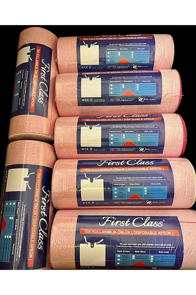 First Class Dental Patient Bib Pink Laminated Liquid Proof 80's 2 Rolls