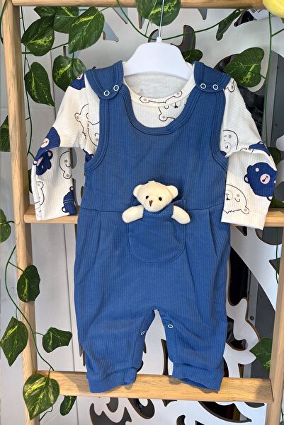 ADABEBEK Fitilli Ayıcık Aksesuarlı Salopet Takım 1427