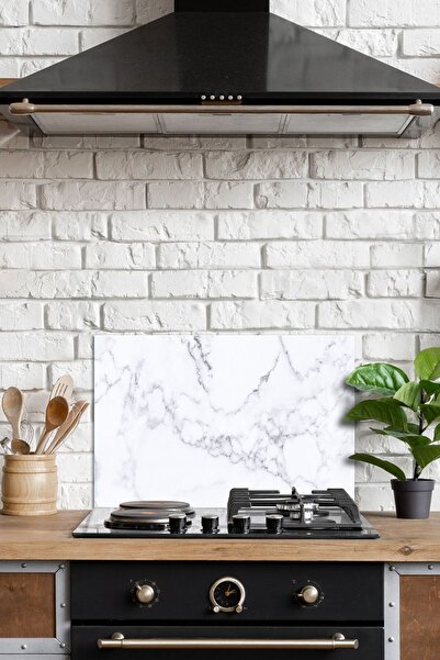 Decovetro 76x50 см Біле мармурове захисне скло для плити