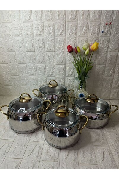 Kütahya Porselen Tencere Seti Çelik 8 Parça