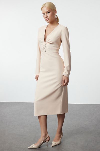 Trendyol Collection Φόρεμα μίντι υφαντό με φερμουάρ - Twoaw25el00129
