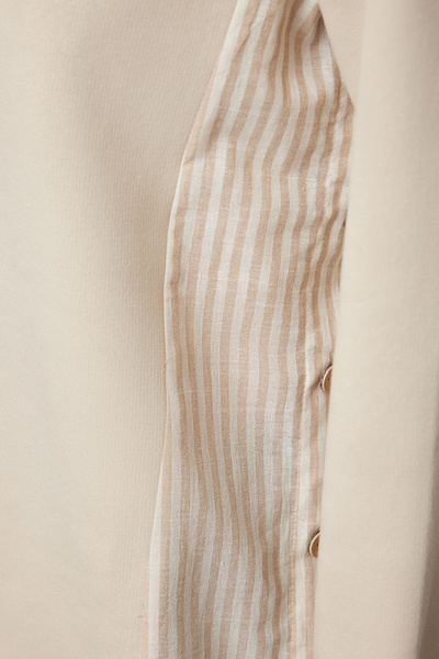 Trendyol Modest Oversize Tunic - Χρώμα πέτρας, Λεπτομέρεια πουκάμισου TCTAW25UK00004