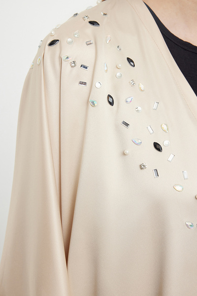 Trendyol Modest Beige Satin - Stone Detailed Cap, Ferace and Abaya TCTAW25KF00014