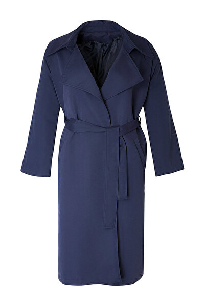 Trendyol Curve Максі темно-синій Trenckot з технічної тканини з поясом TBBAW25BM00005