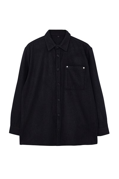 Trendyol Collection Черна зимна текстурирана риза с надпис Tmnaw25Go00005