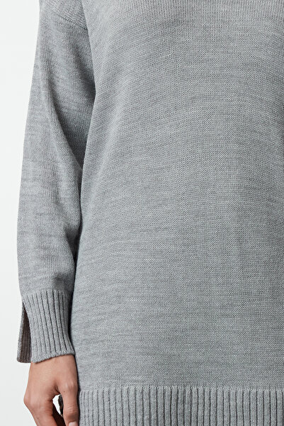 Trendyol Collection Dark Gray Mini Dress with Knitwear Garnish - Twoaw25El00061