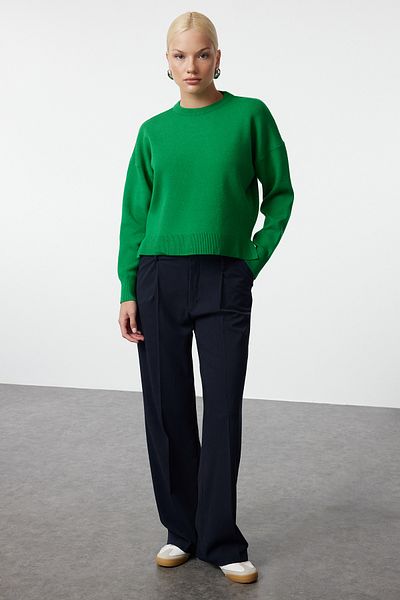 Trendyol Collection Green Premium Knitwear Sweater - Wide Fit, Basic Design TWOAW25KZ00053
