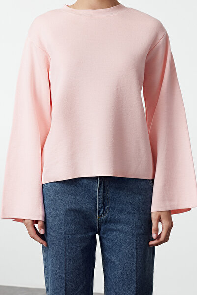 Trendyol Collection Różowy bardziej zrównoważony podstawowy sweter dzianinowy TWOAW25KZ00313
