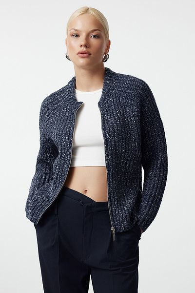 Trendyol Collection Strickjacke mit Reißverschluss und Farbverlauf in Blau - TWOAW25HI00213