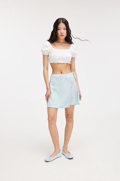 Monki Mon 123803500324 Model Blue Mini Skirt