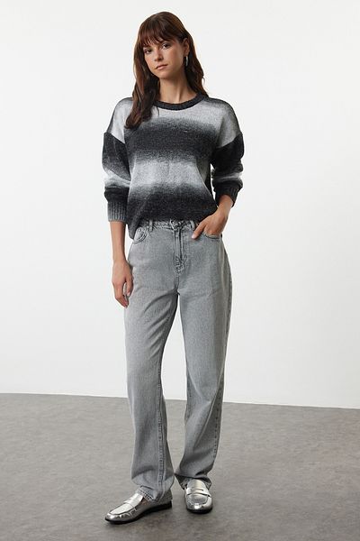 Trendyol Collection Soft Textured Ecru Knitwear Sweater - Color Block, TWOAW25KZ00248