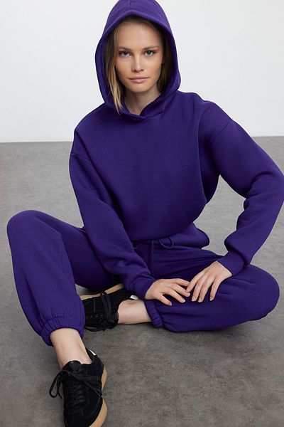 Trendyol Collection Σετ φόρμας χονδρής κοπής FleEcE HoodEd PurpE - TWOAW25EM00006
