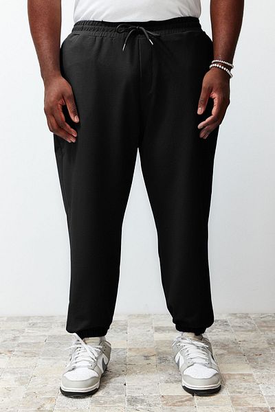 Trendyol Collection Black Oversize Comfortable Sweatpants - 100% Cotton Large Size TMNSS24AJ00001