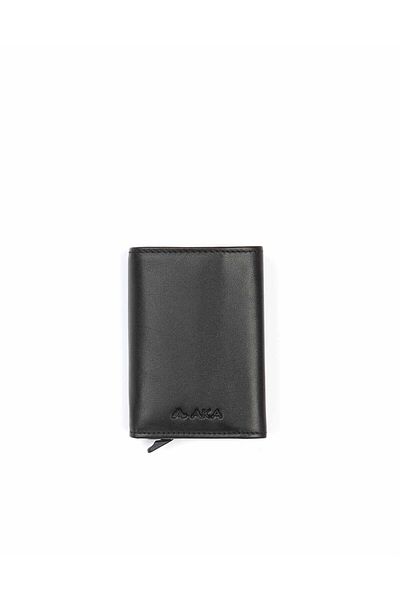 Aka Leather Black Wallet with Card Holder Mechanism - 5004 1
