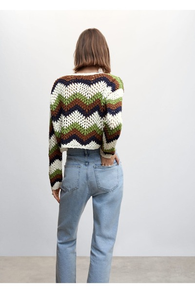 MANGO Woman Gehäkelter Baumwollpullover mit Stickerei