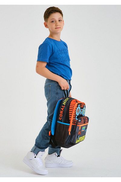 Coral High Orange Gamers School Bag and Waist Bag Set - 3 Pairs Comfortable
