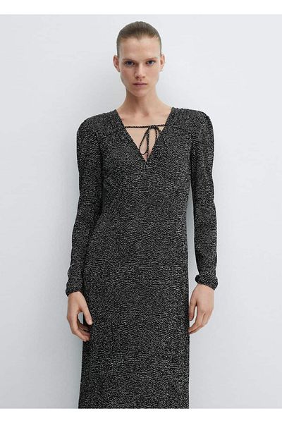 MANGO Woman Patterned bow dress