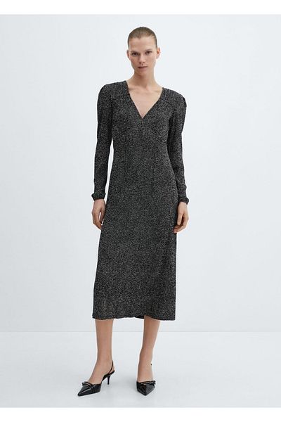 MANGO Woman Patterned bow dress