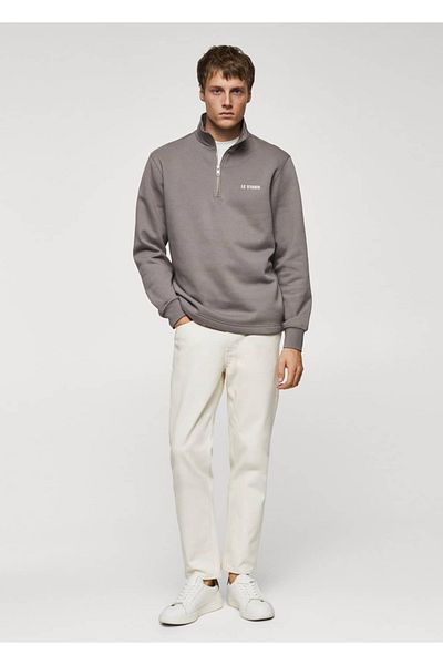 MANGO Man Cotton Zippered Sweatshirt