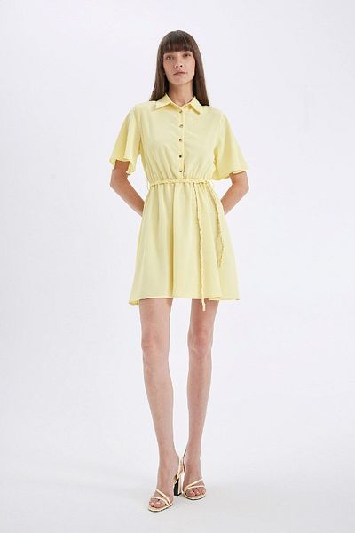 DeFacto Kurzärmliges Minikleid mit Hemdkragen - D4095AX24HS